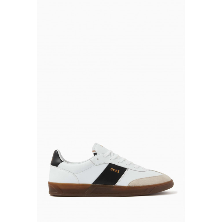 Boss - Logo Sneakers in Calf Leather & Suede