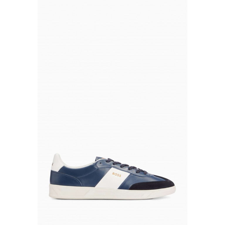 Boss - Logo Sneakers in Calf Leather & Suede