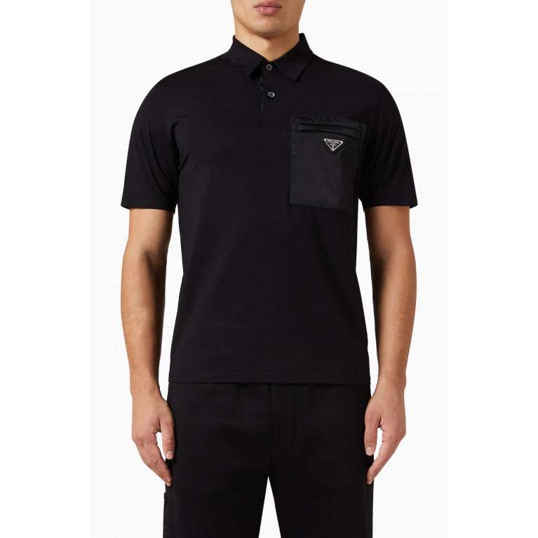 Prada - Patch-pocket Polo Shirt in Cotton-jersey & Re-nylon