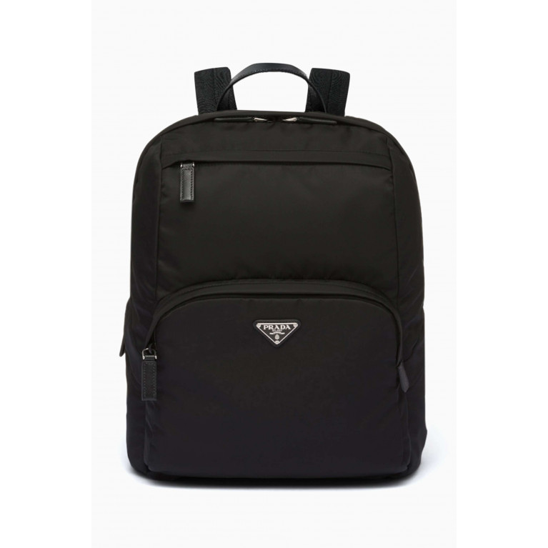 Prada - Triangle Logo Backpack in Leather & Re-nylon