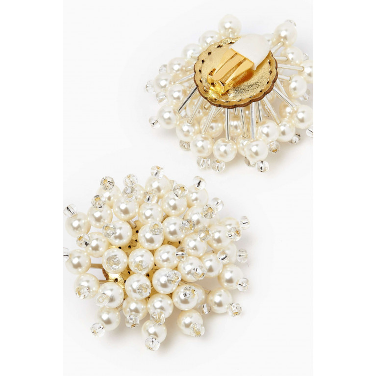 VANINA - Pissenlit Clip Earrings in Gold-plated Brass White