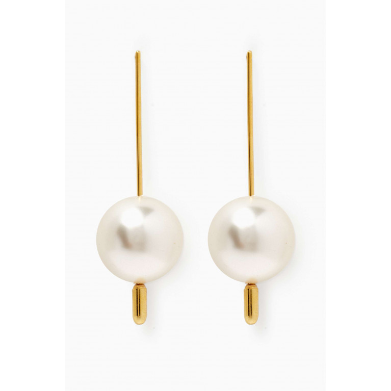 VANINA - Pearl Drop Earrings in Brass