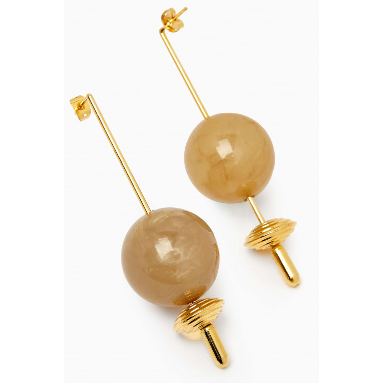 VANINA - Sphere Pearl Drop Earrings in Brass