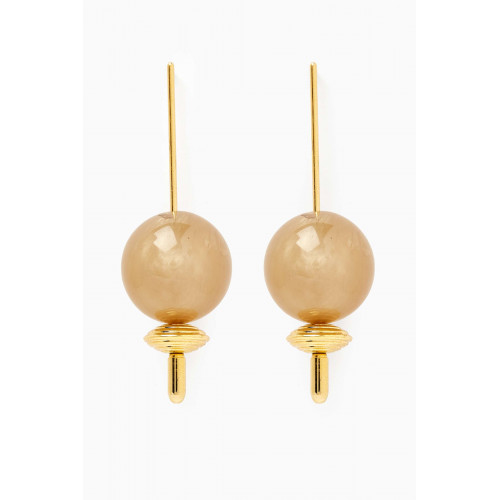 VANINA - Sphere Pearl Drop Earrings in Brass