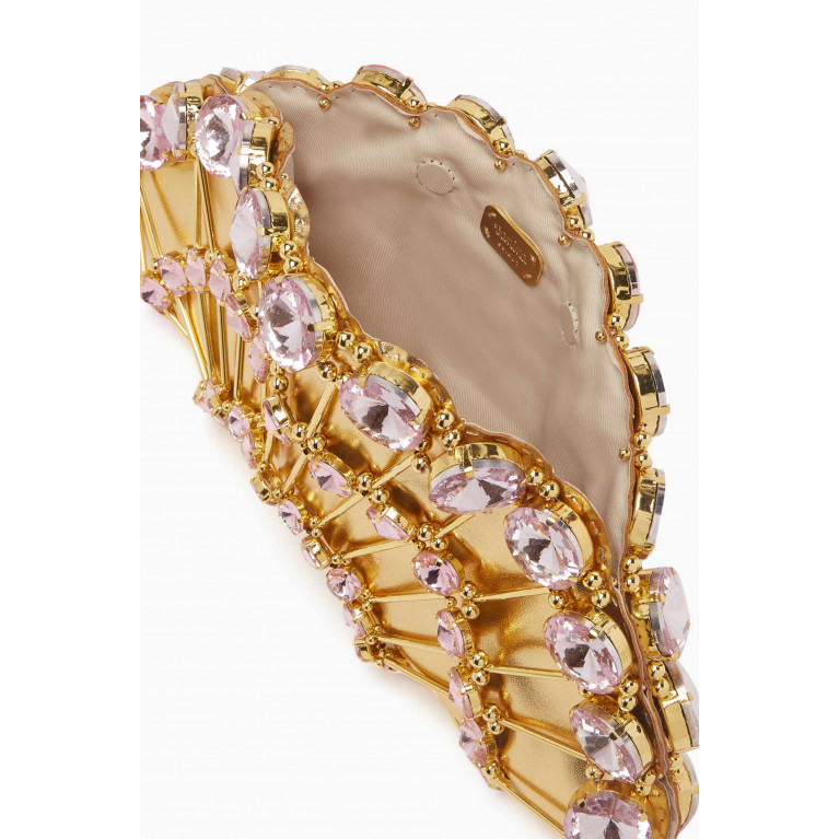 VANINA - Clochette Reverence Clutch in Gold-plated Brass & Crystals