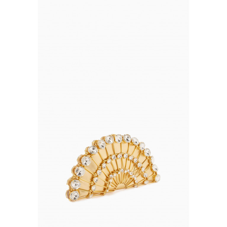 VANINA - Clochette Reverence Clutch in Gold-plated Brass & Crystals White