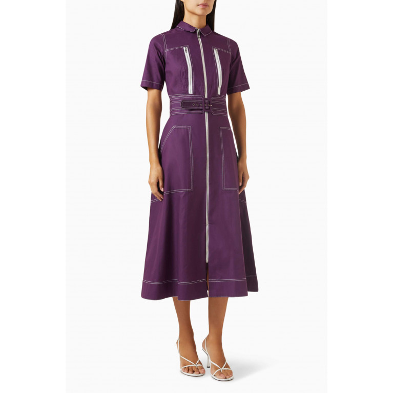 Notebook - Terina Midi Dress in Cotton-poplin Purple