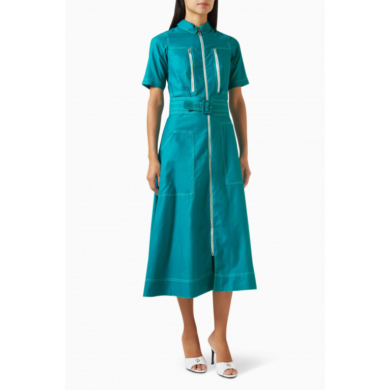 Notebook - Terina Midi Dress in Cotton-poplin Blue