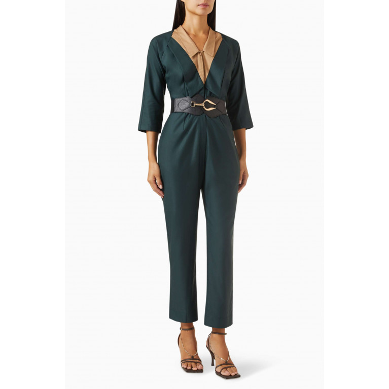 Notebook - Bria Two-tone Jumpsuit Green