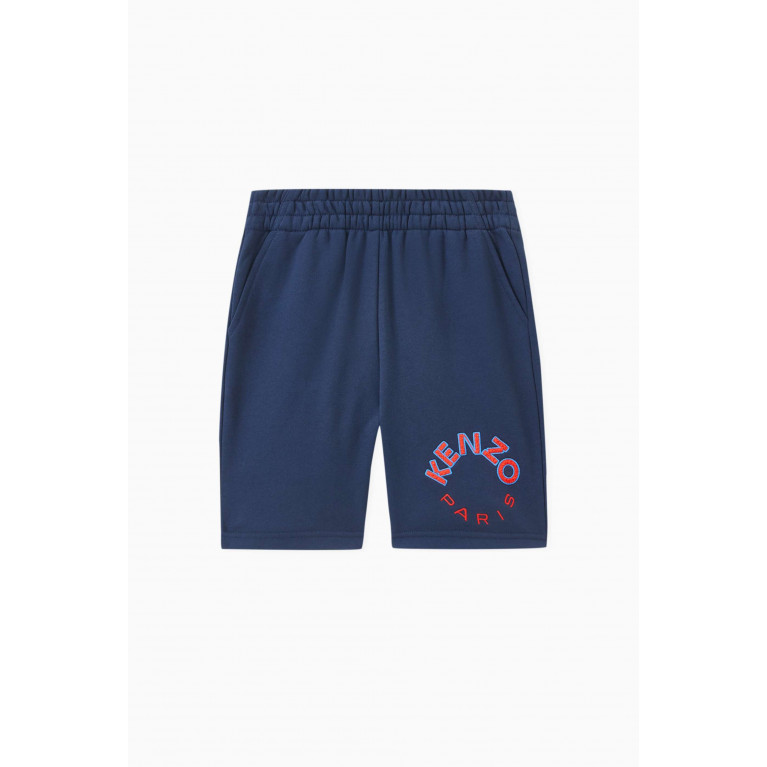 KENZO KIDS - Logo Bermuda Shorts in Cotton-jersey Blue