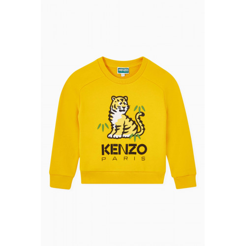 KENZO KIDS - Kotora Tiger Logo Print Sweatshirt in Cotton