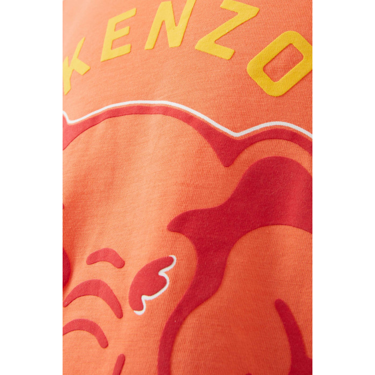 KENZO KIDS - Elephant Logo Print Dress in Organic Cotton Jersey Pink