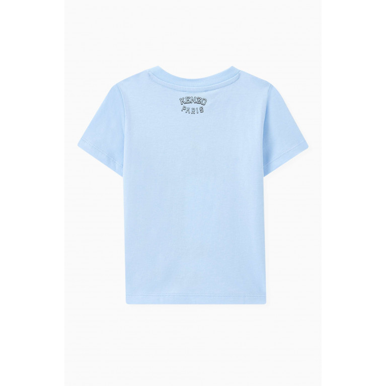 KENZO KIDS - Tiger-print T-shirt in Cotton Jersey Blue