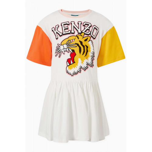 KENZO KIDS - Colourblocked Tiger Logo Dress in Organic Cotton Jersey