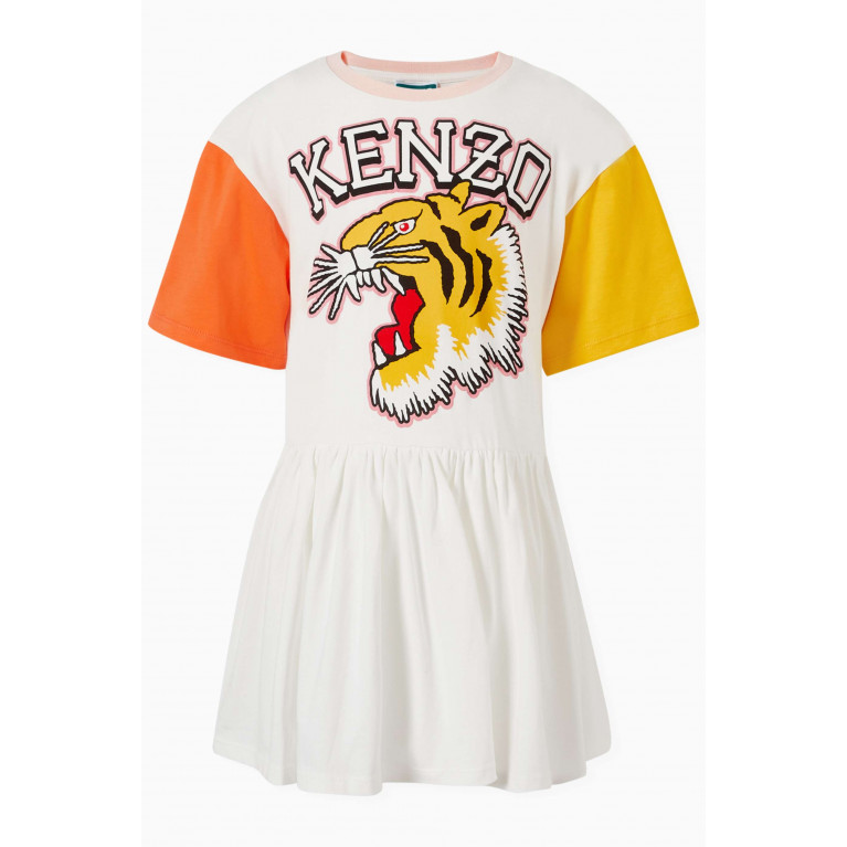 KENZO KIDS - Colourblocked Tiger Logo Dress in Organic Cotton Jersey