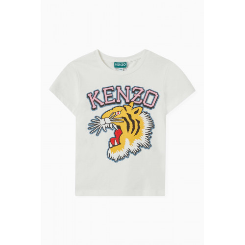 KENZO KIDS - Tiger Logo Print T-shirt in Organic Cotton Jersey