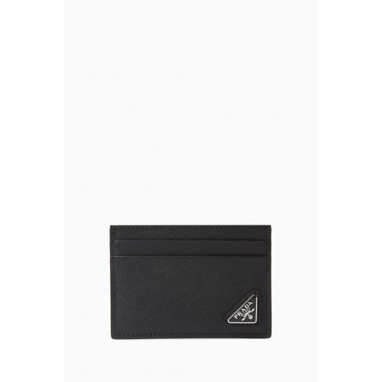 Prada - Small Triangle Logo Card Holder in Saffiano Leather
