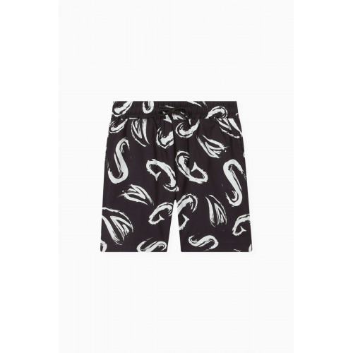 MSGM - Logo Print Bermuda Shorts in Cotton Black