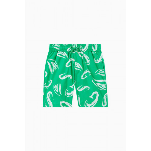 MSGM - All-over Logo Print Bermuda Shorts in Cotton Green