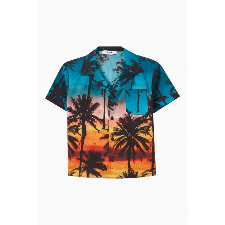 MSGM - Palm Tree Print Shirt in Cotton
