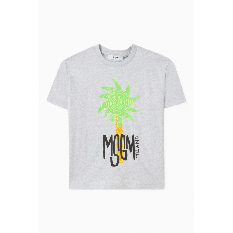 MSGM - Logo T-shirt in Cotton Grey