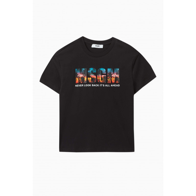 MSGM - Logo T-Shirt in Cotton Jersey Black