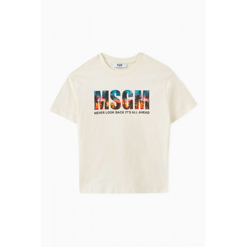 MSGM - Logo T-Shirt in Cotton Jersey Neutral