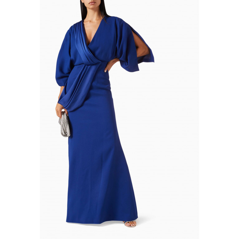 NASS - Sash Maxi Dress in Crepe Blue