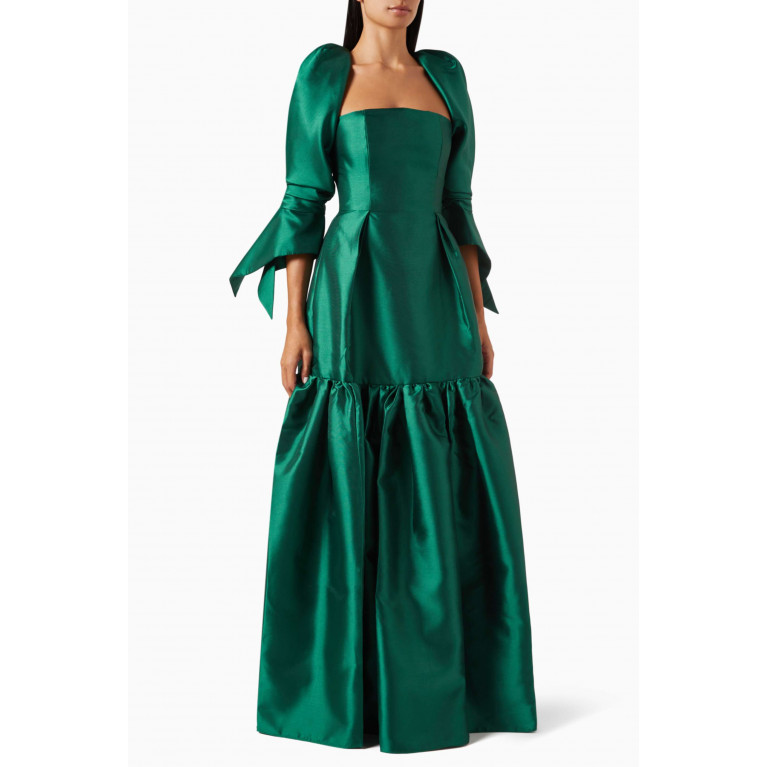 NASS - Puff-sleeve Maxi Dress in Silk