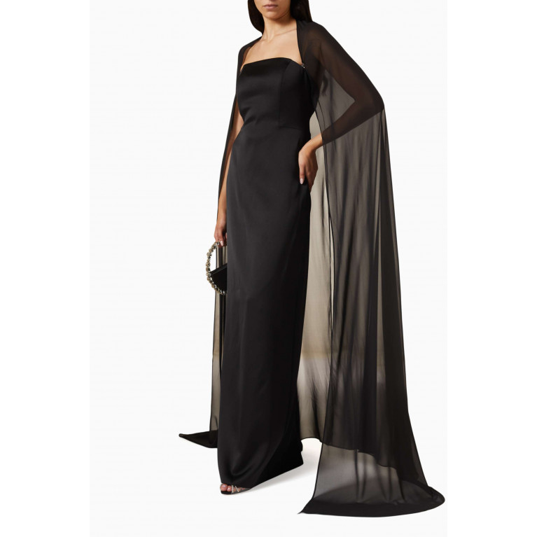 NASS - Cut-out Chiffon Cape Gown in Satin Crêpe