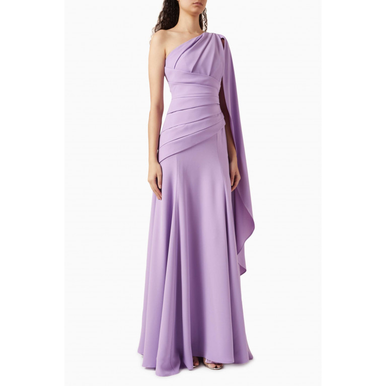 NASS - One-shoulder Cape Maxi Dress in Crepe Purple