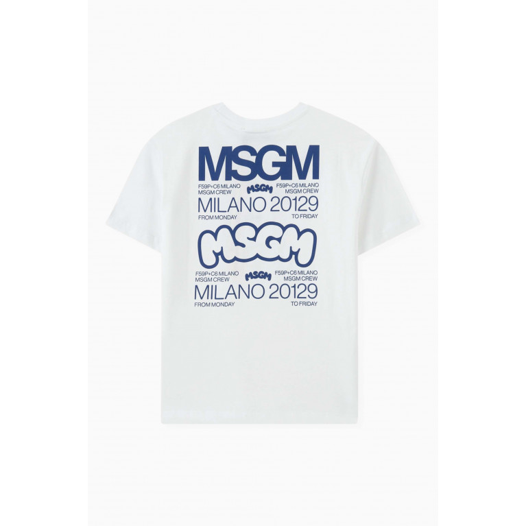 MSGM - Logo T-shirt in Cotton Blue