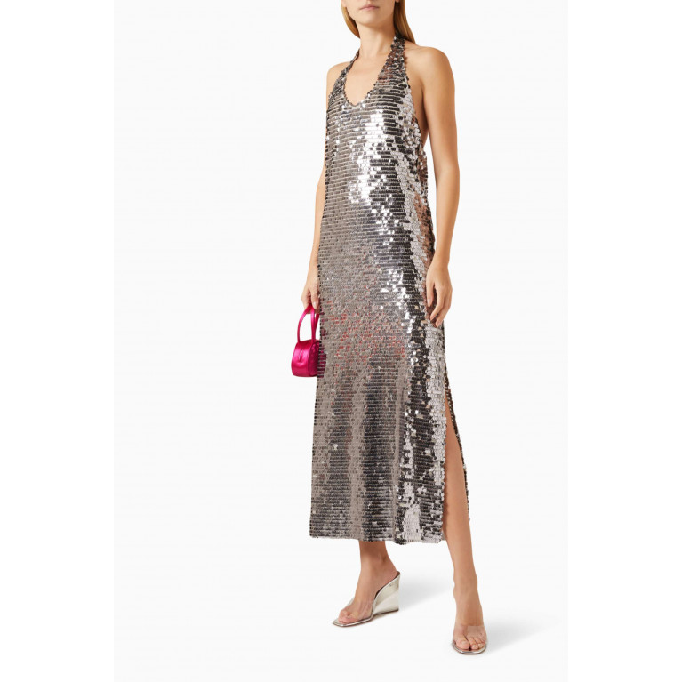 SIEDRES - Hely Sequined Halterneck Midi Dress in Polyester
