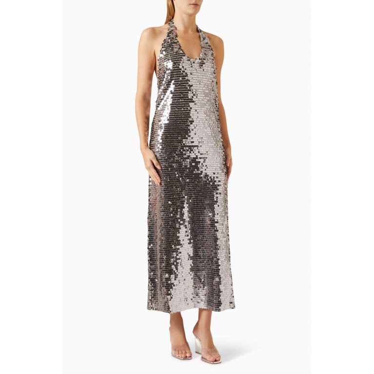 SIEDRES - Hely Sequined Halterneck Midi Dress in Polyester
