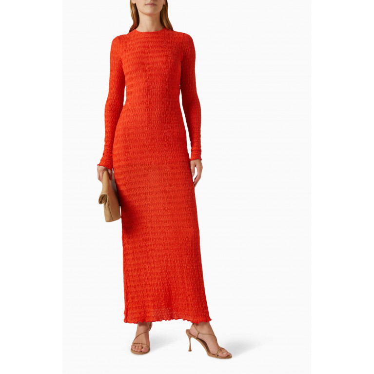 SIEDRES - Lendi Open-back Textured Maxi Dress in Cotton-blend