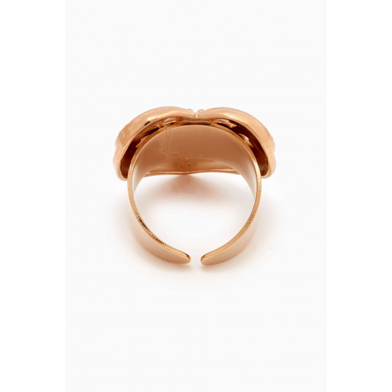 Satellite - Heart Prestige Crystal Adjustable Ring in 14kt Gold-plated Metal