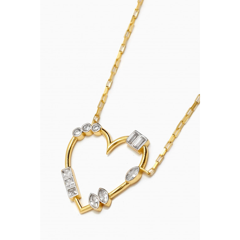 MER"S - CZ Heart Pendant Necklace in 24kt Gold-plated Sterling Silver