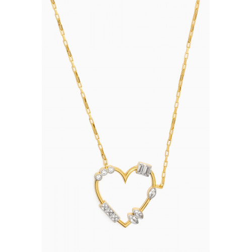 MER"S - CZ Heart Pendant Necklace in 24kt Gold-plated Sterling Silver