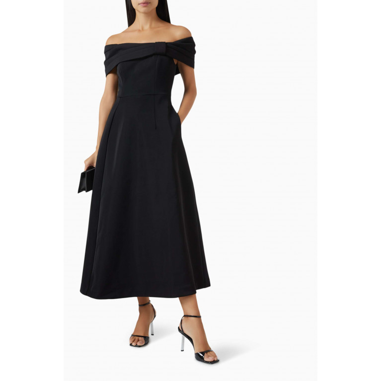 Mossman - Wistful Off-shoulder Maxi Dress Black