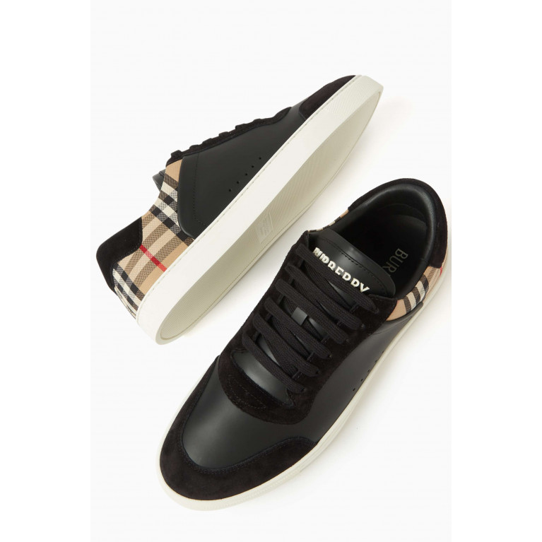 Burberry - Check Sneakers in Leather & Suede