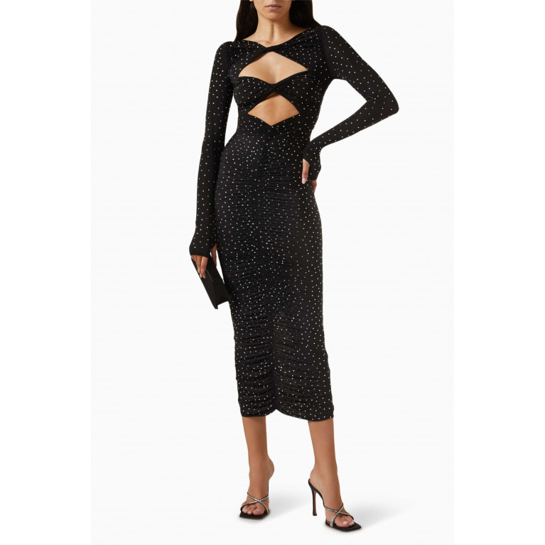 Alex Perry - Ruched Cut-out Dress in Crystal Jersey