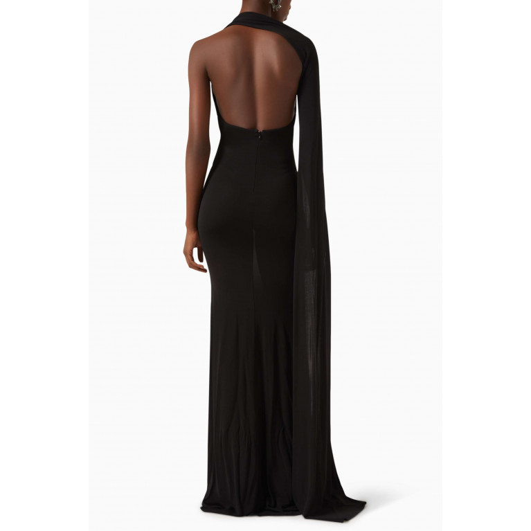Alex Perry - One-shoulder Cape-sleeve Gown in Viscose Jersey