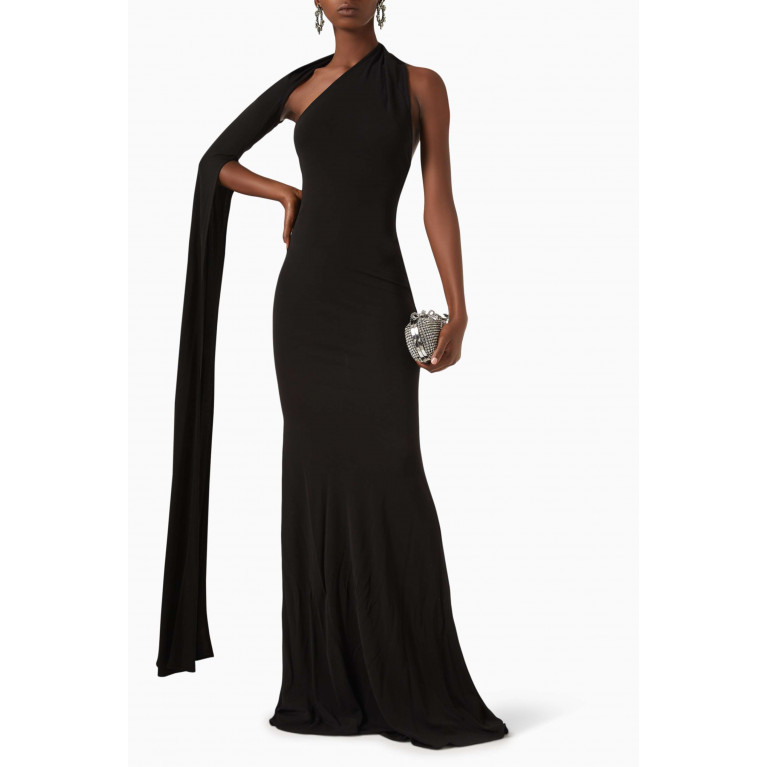 Alex Perry - One-shoulder Cape-sleeve Gown in Viscose Jersey