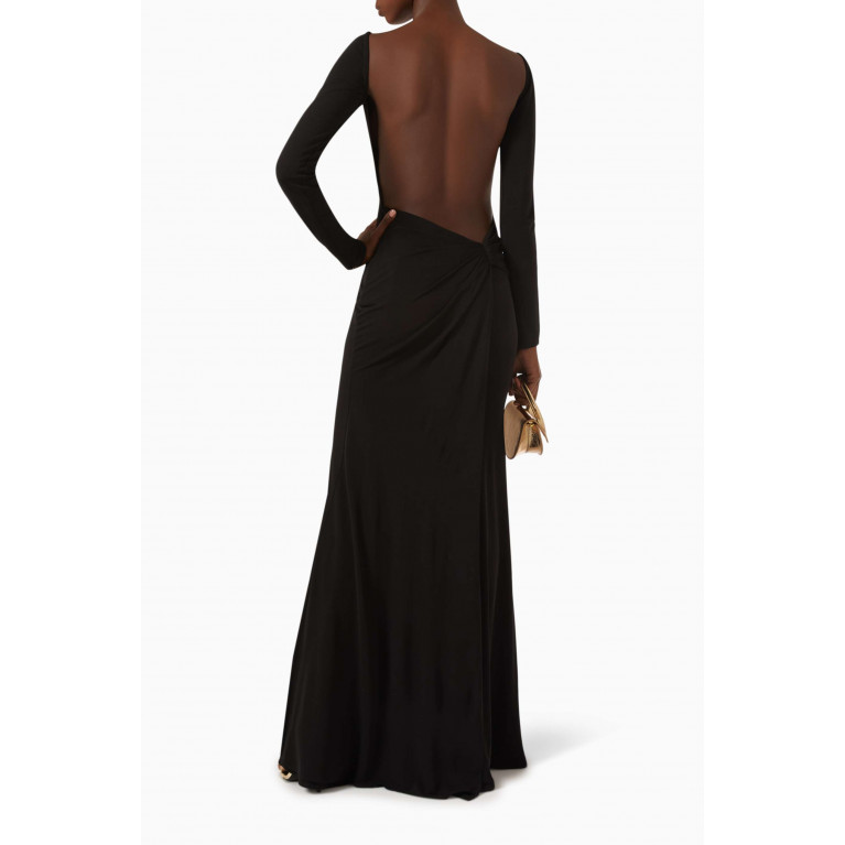 Alex Perry - Long-sleeve Open Back Gown in Viscose Jersey
