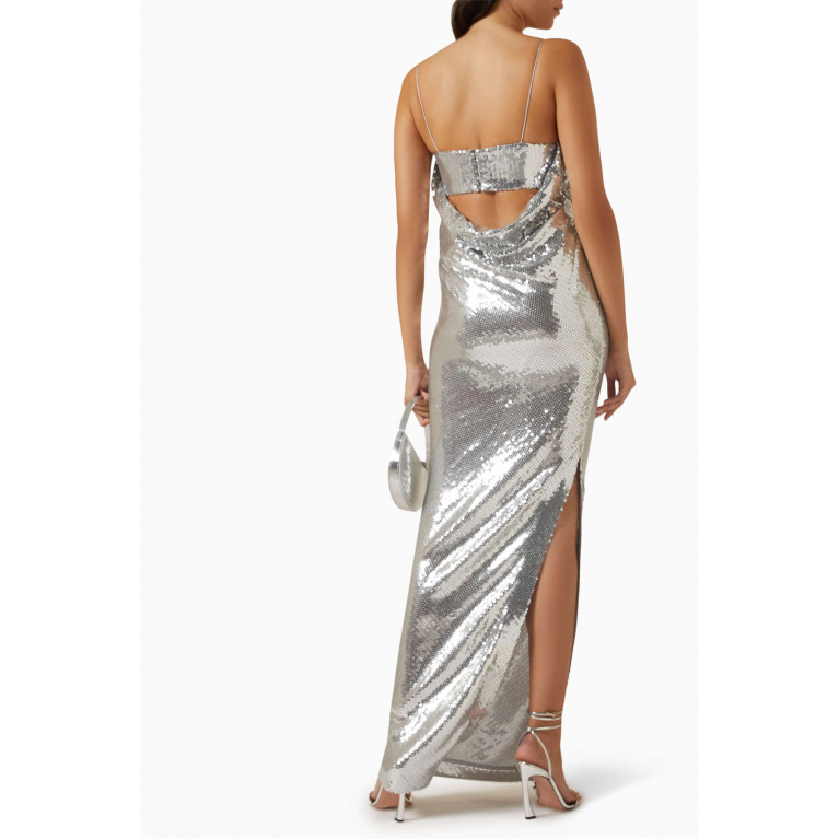 Alex Perry - Open-back Draped Column Dress in Sequin