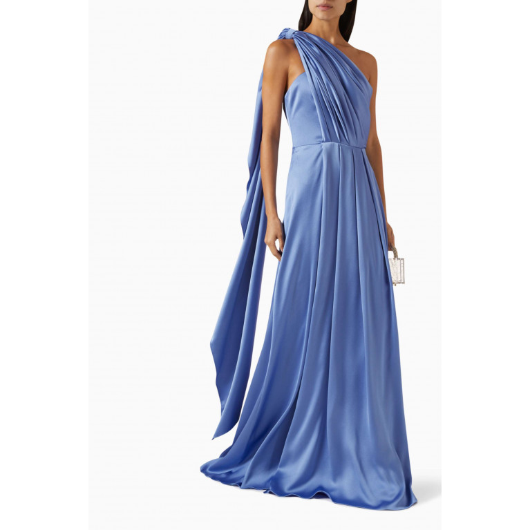 NASS - One-shoulder Maxi Dress in Satin Blue