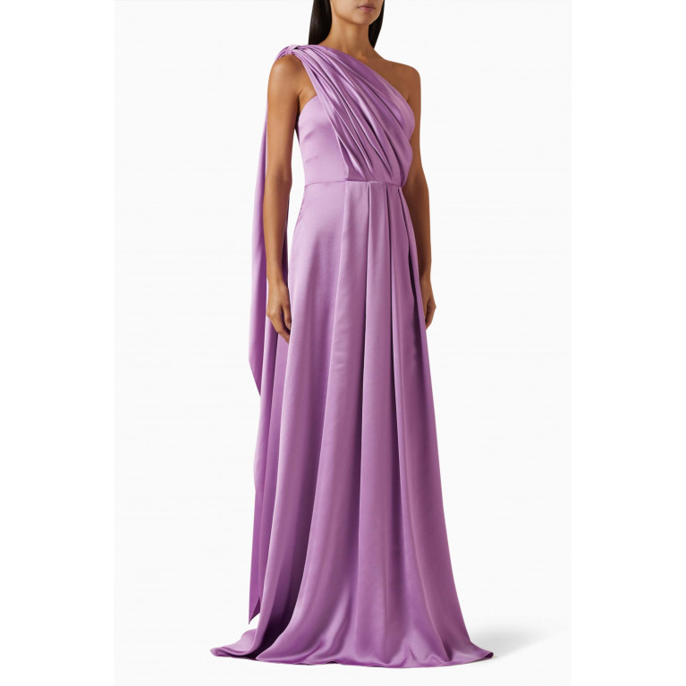 NASS - One-shoulder Maxi Dress in Satin Purple