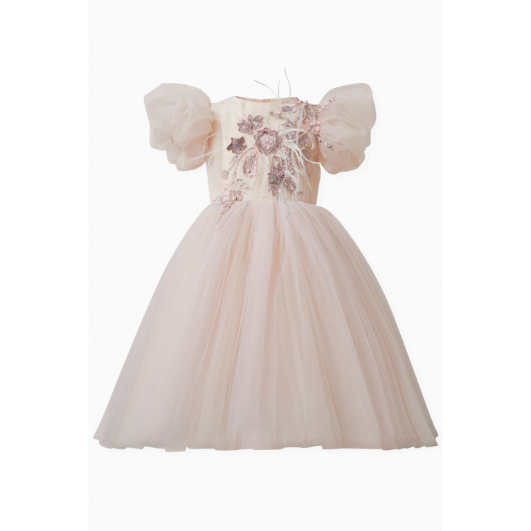 Lėlytė - Floral Embellished Dress in French Lace & Tulle