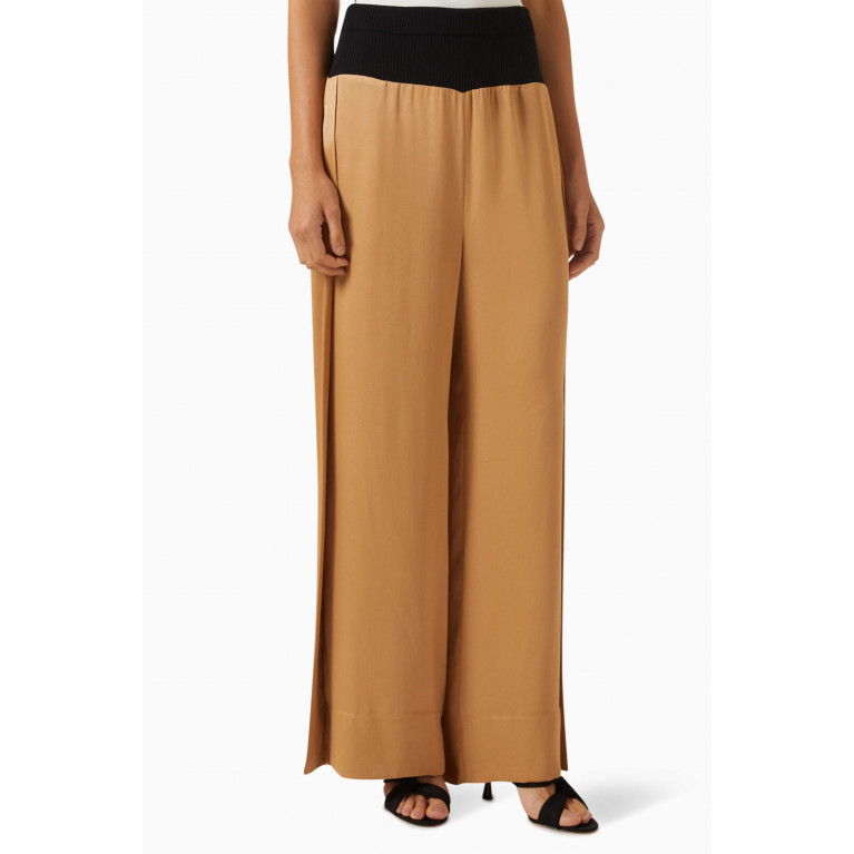 BAQA - High-waist Ribbed-knit Pants in Viscose-blend
