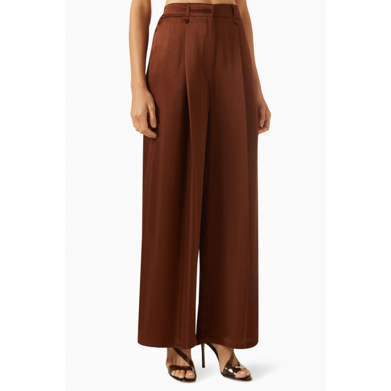 BAQA - Pleated Wide-leg Pants in Satin